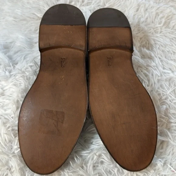 Polo Ralph Lauren Cognac Brown Leather Woven Fisherman Sandals 10 - Picture 3 of 10